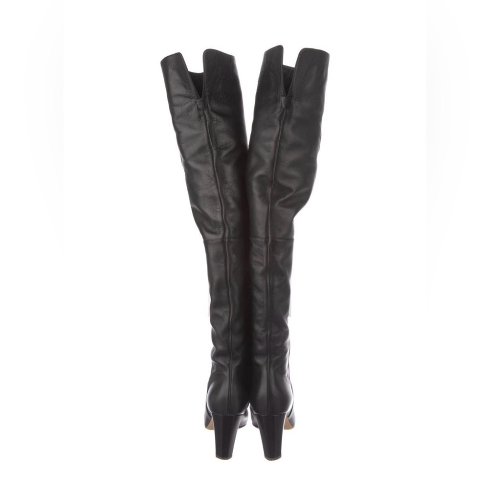Channel Women's Over-the-Knee Leather High-Heel Boot - Black subtle CC - Picture 4 of 7
